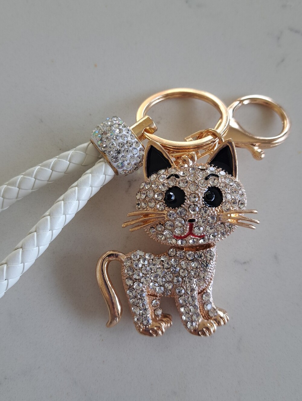 Sparkle Cat Purse Charm, Key Ring, Head Moves! New - Picture 2 of 4